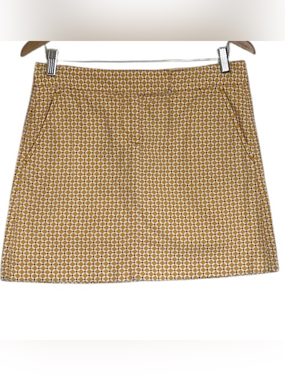 J. Crew Women's Size 4 Yellow Retro Geometric Print Cotton Mini Skirt Pockets